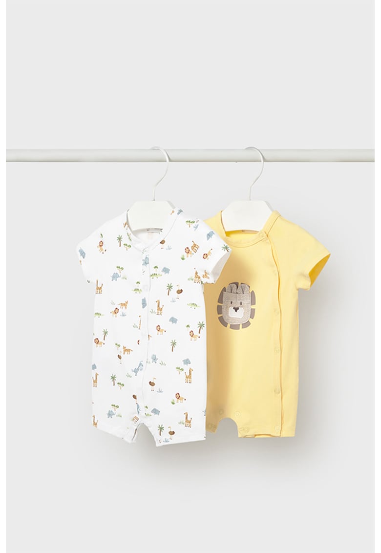Set de salopete de pijama cu maneci scurte - 2 piese - Galben pal