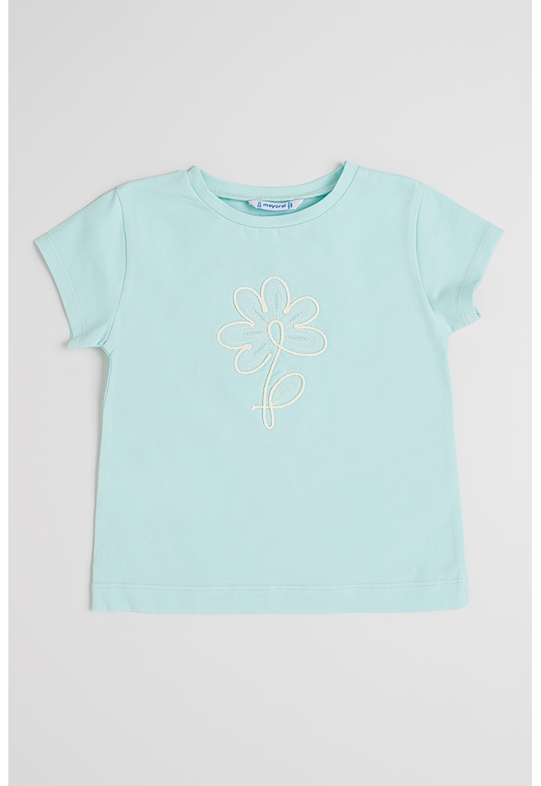 Tricou din amestec de bumbac cu broderie - Verde menta