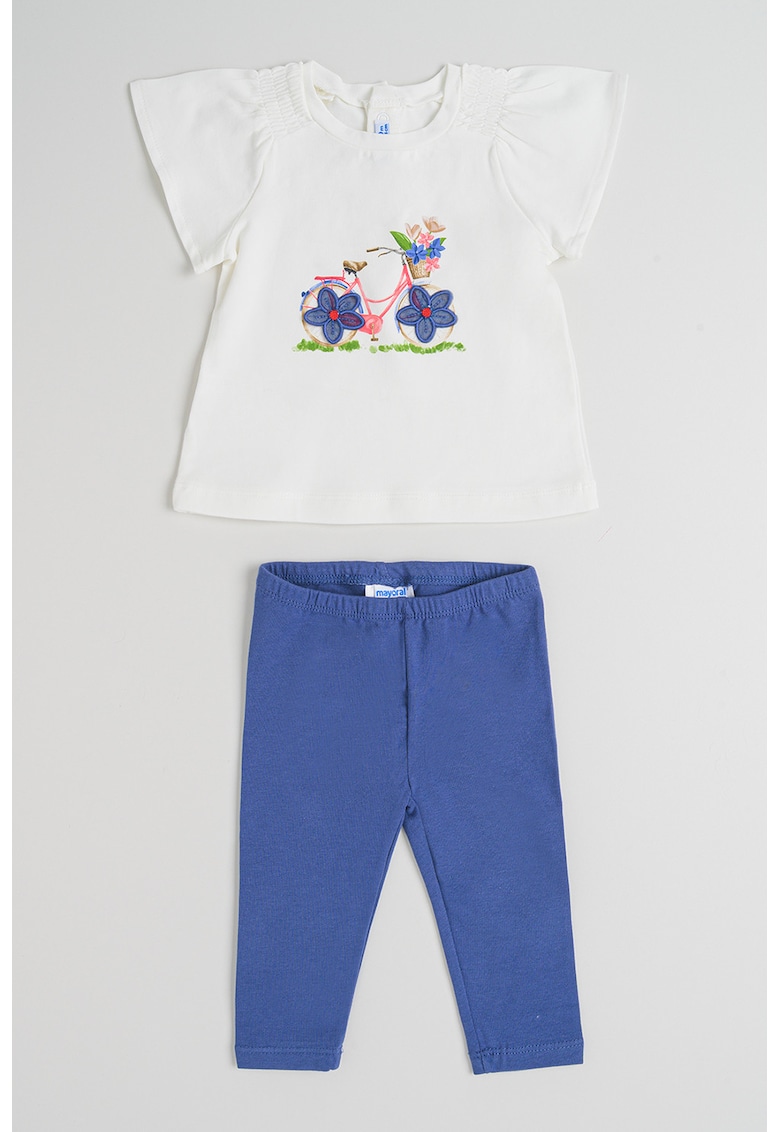 Set de tricou si colanti - Alb/Bleumarin