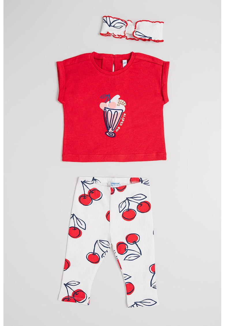 Set de tricou - bentita si colanti- 3 piese - Rosu/Alb/Bleumarin