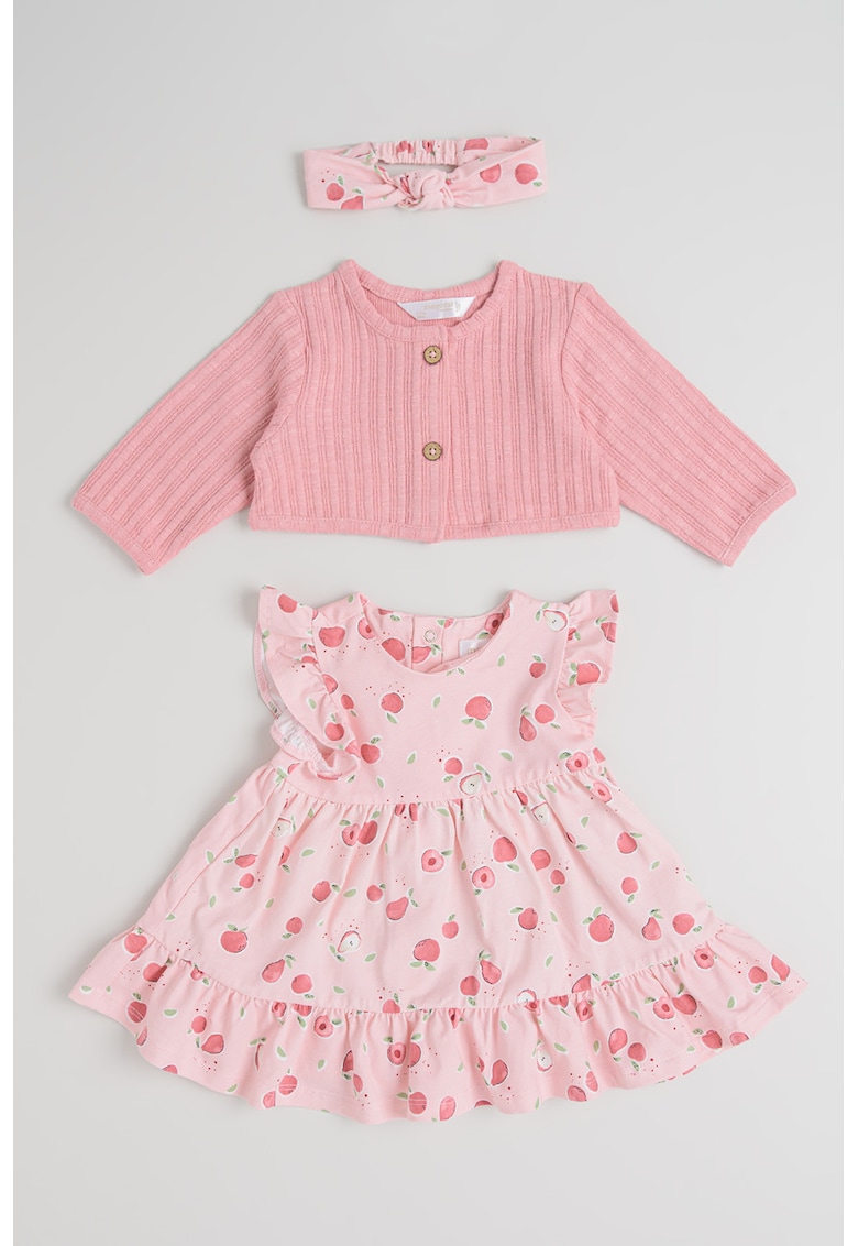 Set de imbracaminte din bumbac cu imprimeu cu capsuni - 3 piese - Roz