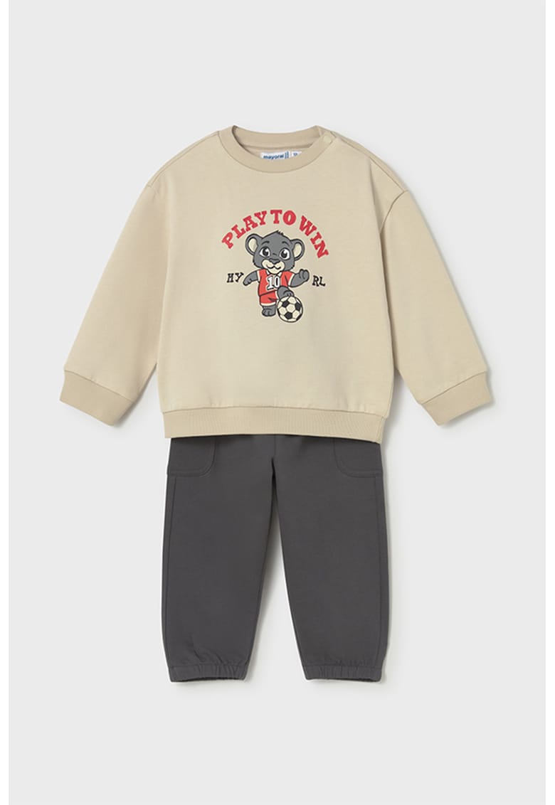 Trening cu pantaloni lungi si decolteu la baza gatului - Gri/Grej