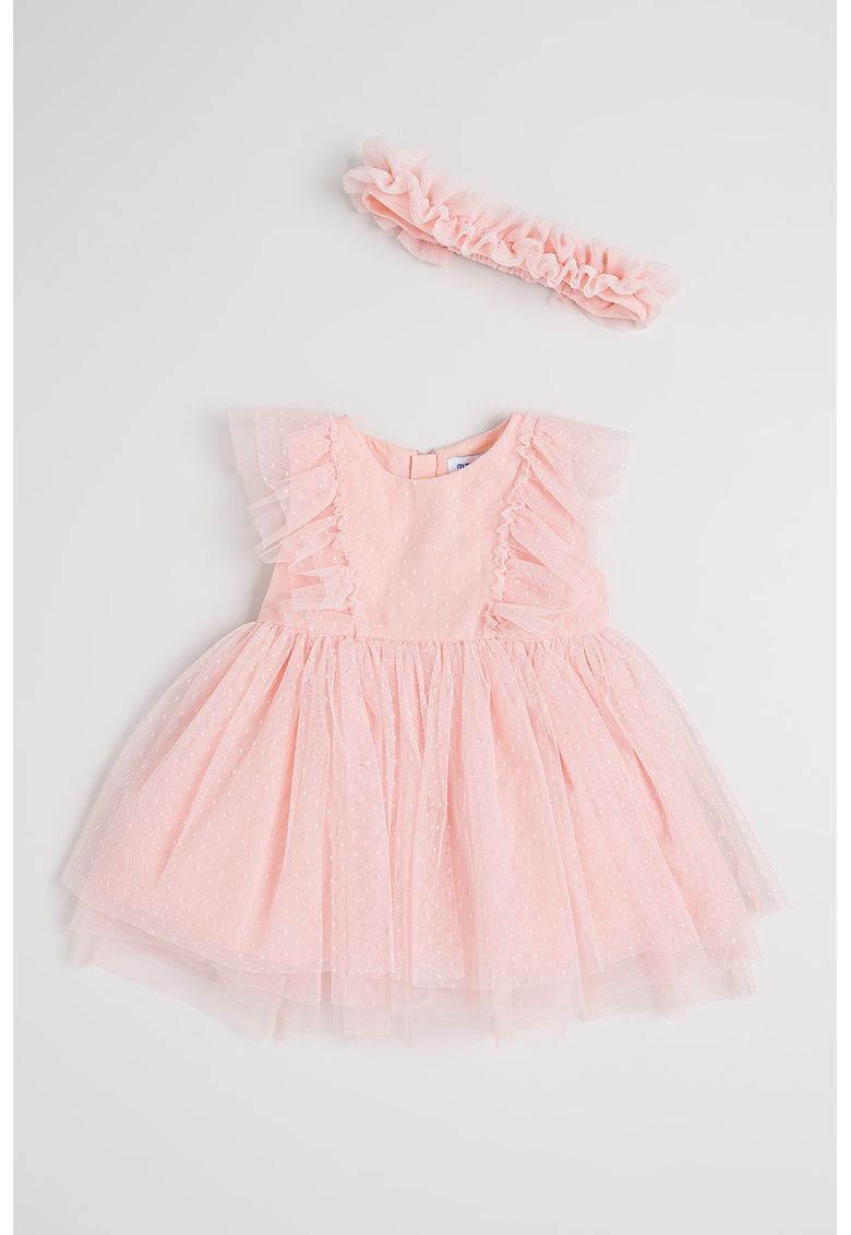Rochie din tul cu bentita - Piersica