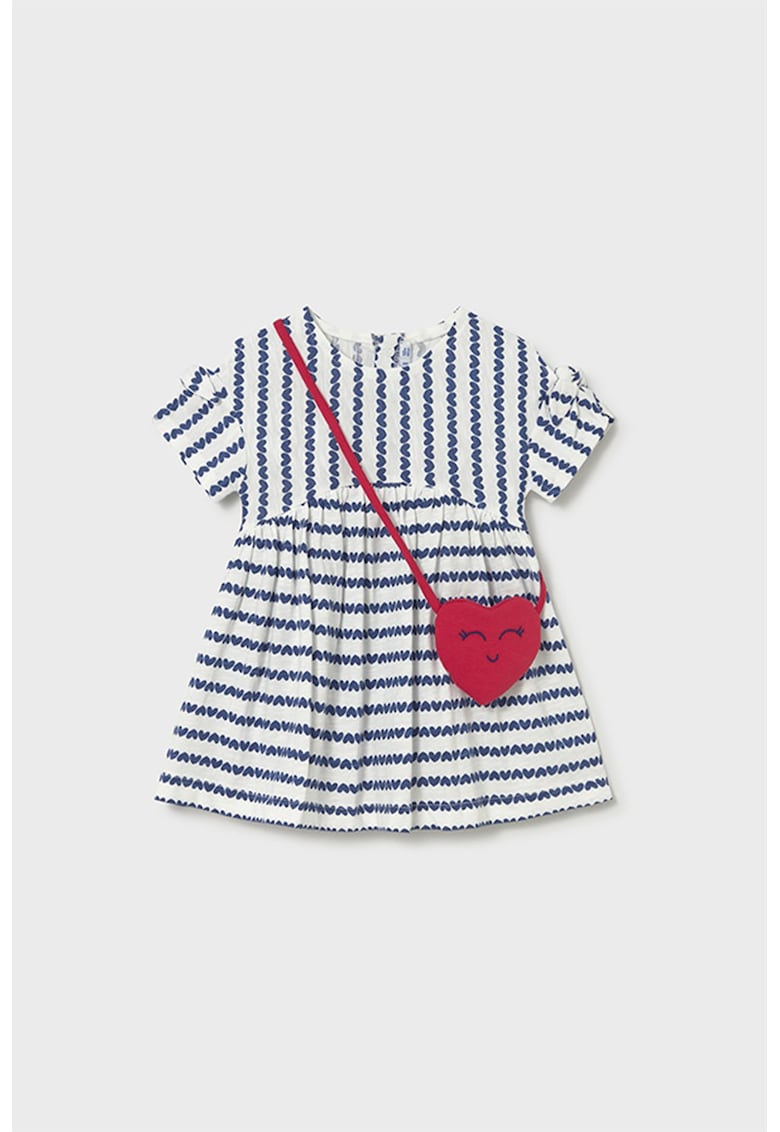 Rochie casual fete - dungi - bleumarin - bumbac
