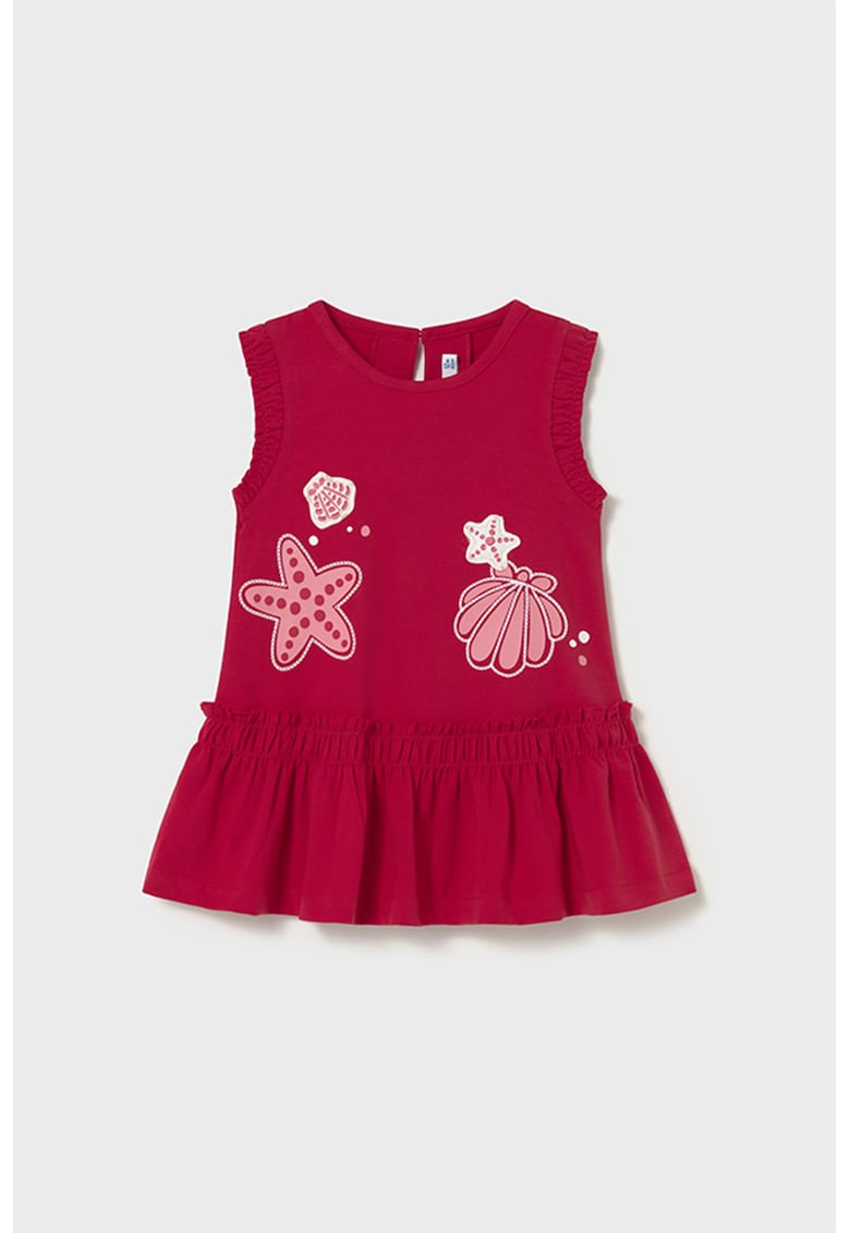 Rochie cu imprimeu fara maneci - Rosu inchis