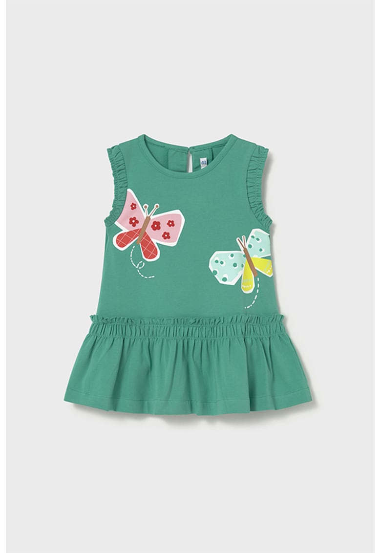 Rochie cu imprimeu fara maneci - Verde persan