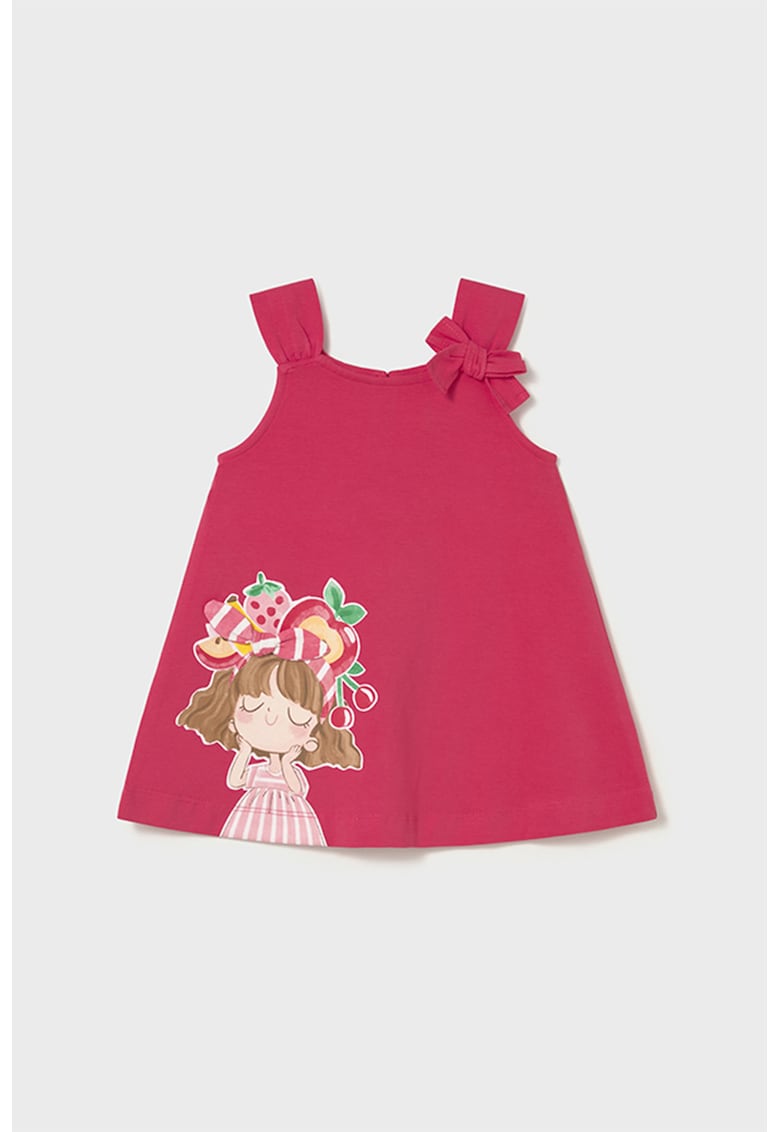 Rochie cu imprimeu fara maneci - Roz zmeuriu