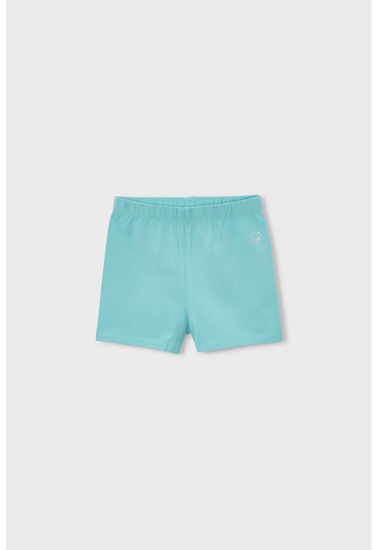 Pantaloni scurti din amestec de bumbac cu talie elastica - Turcoaz
