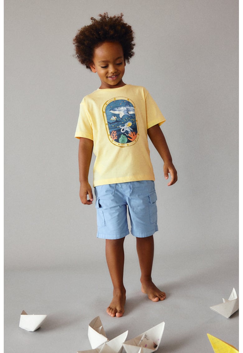 Tricou cu imprimeu grafic - Galben/Albastru inchis