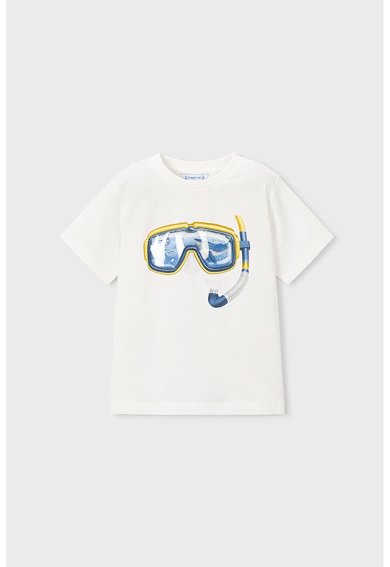 Tricou cu broderie - Alb/Galben