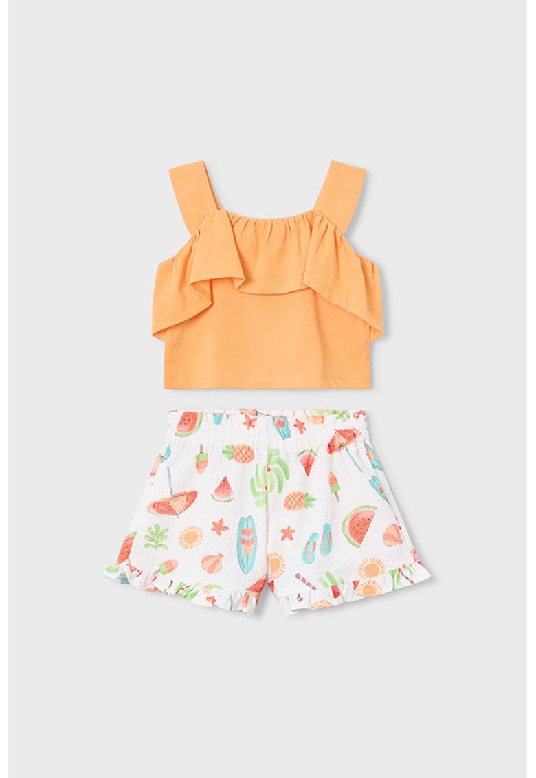 Set de top de bumbac si pantaloni scurti