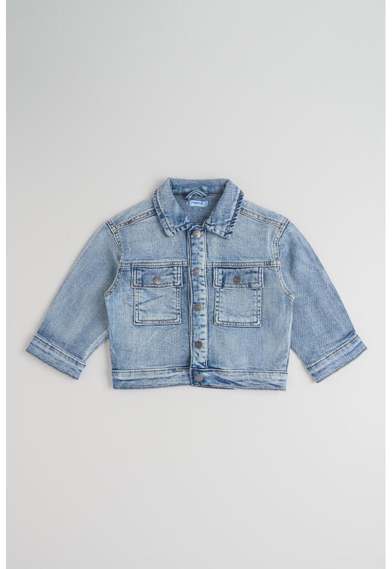 Jacheta din denim cu capse - Albastru deschis