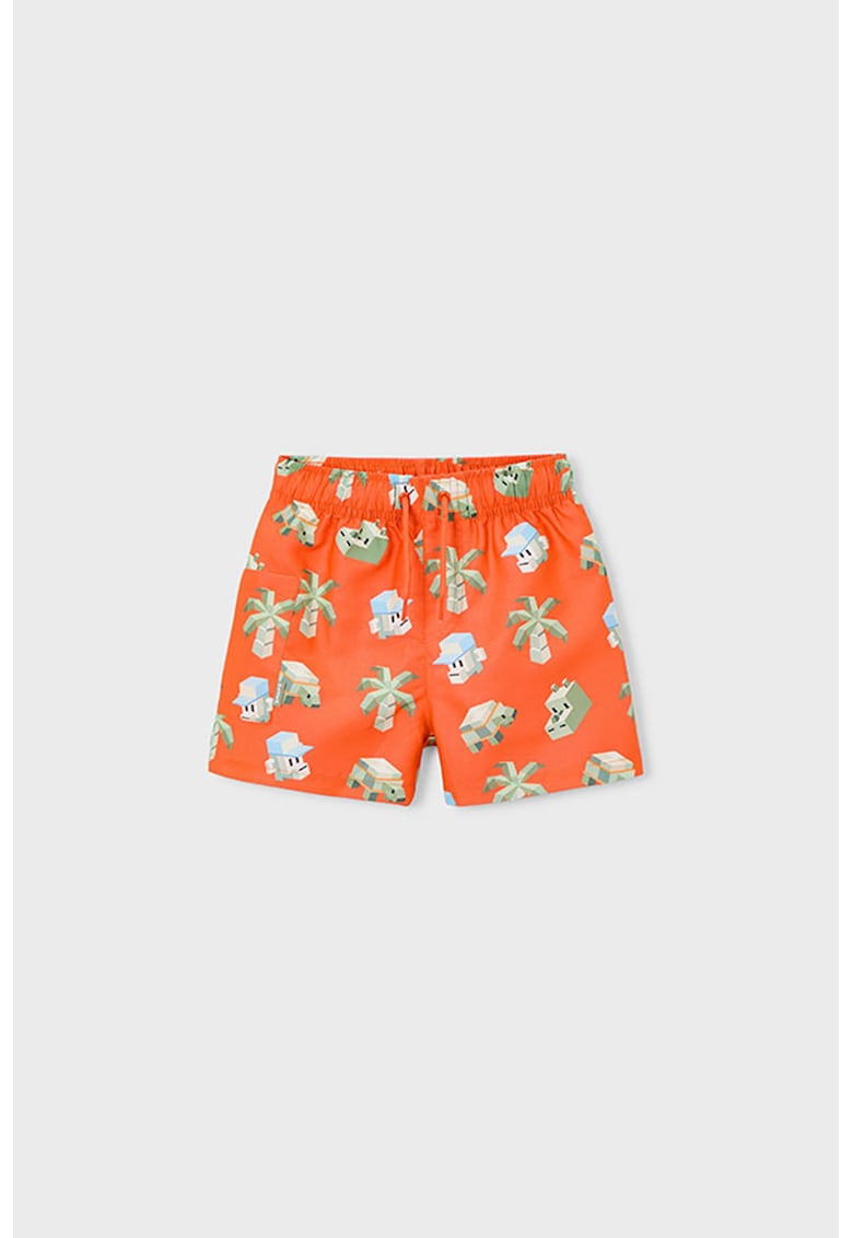 Pantaloni scurti de baie cu model grafic - Verde/Portocaliu