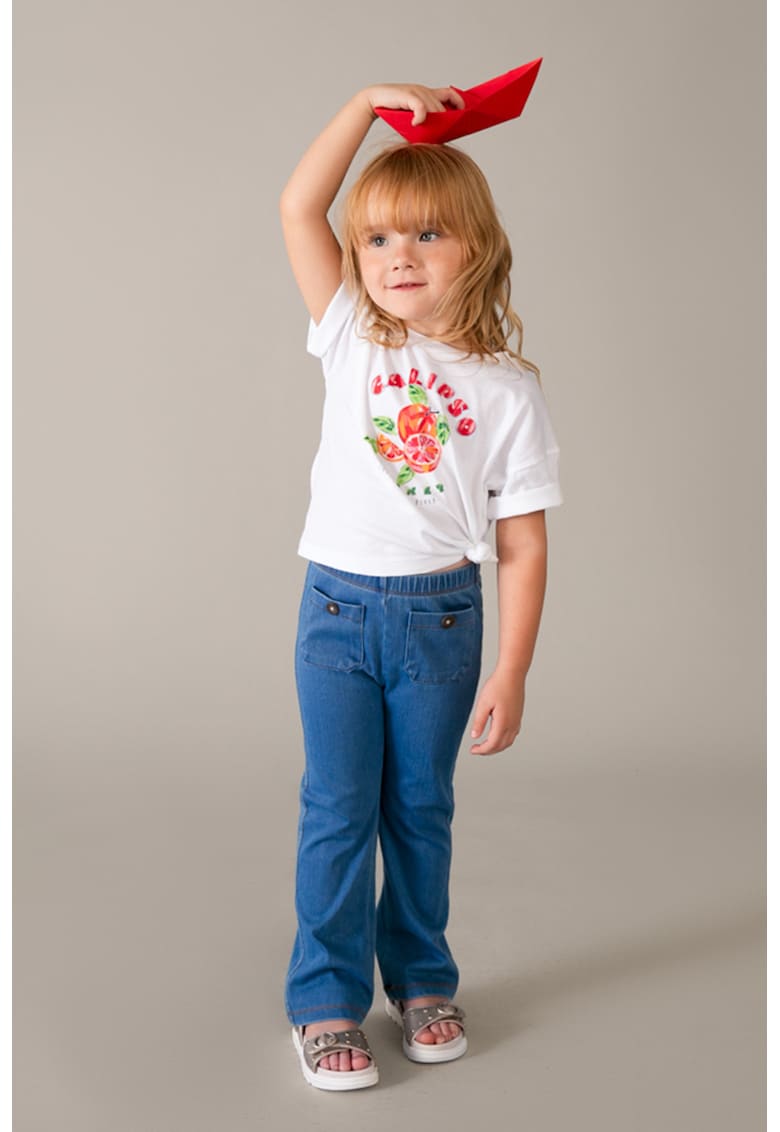 Pantaloni evazati cu talie elastica - Albastru inchis