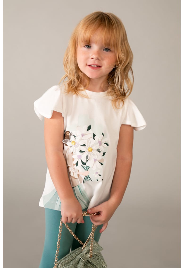 Set de tricou si colanti cu imprimeu grafic - Alb/Verde