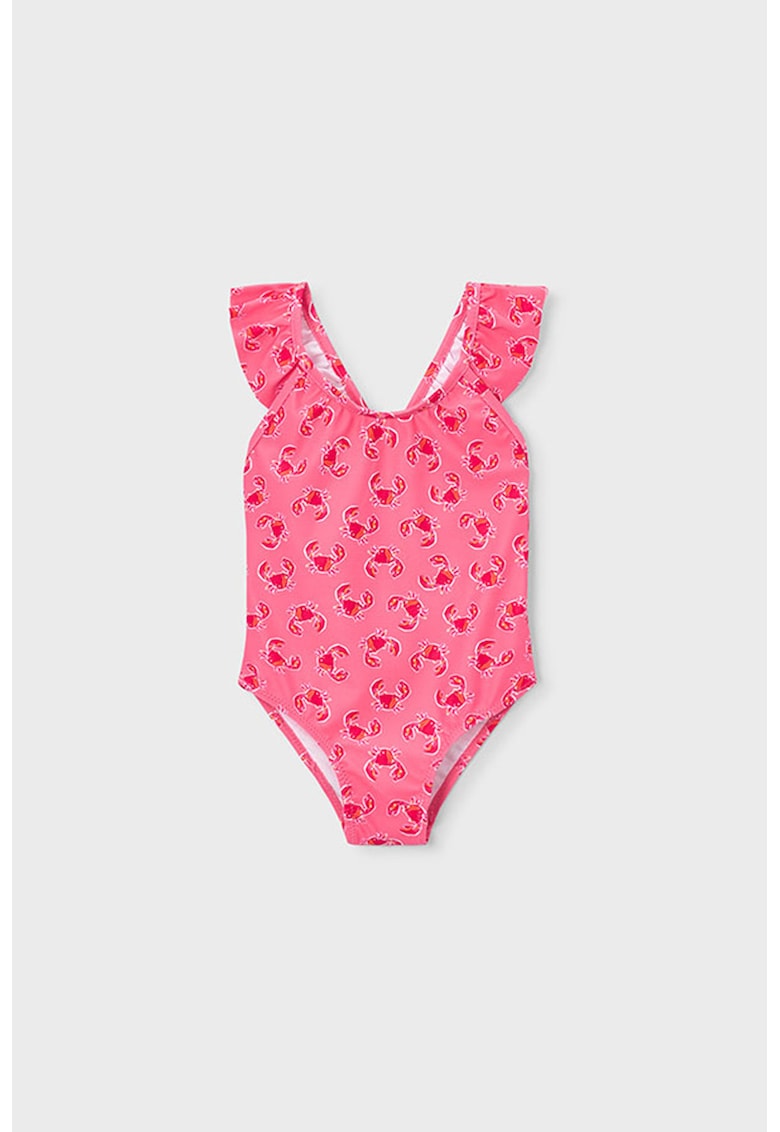 Costum de baie intreg cu model floral - Roz aprins