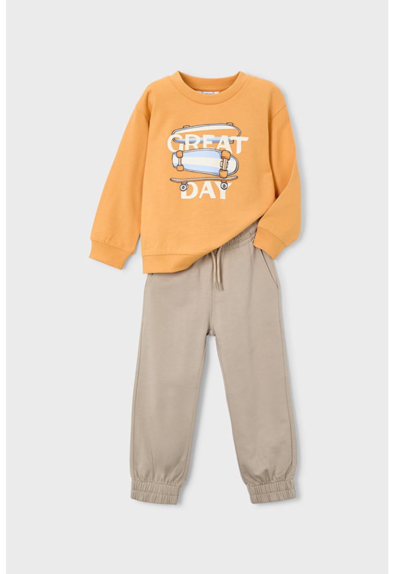 Set de bluza de trening cu imprimeu si pantaloni - Portocaliu/Maro nisip