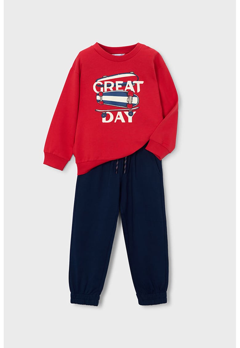 Set de bluza de trening cu imprimeu si pantaloni - Rosu/Negru