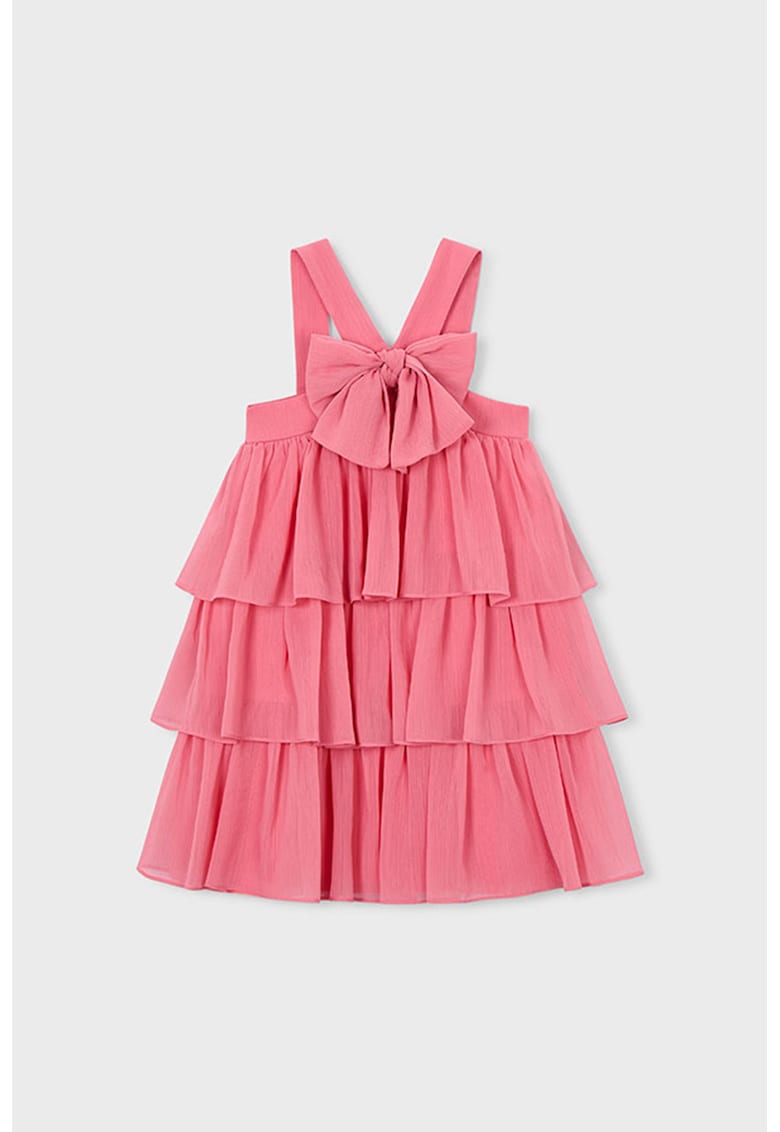Rochie cu volane - fara maneci - cu funda - Roz