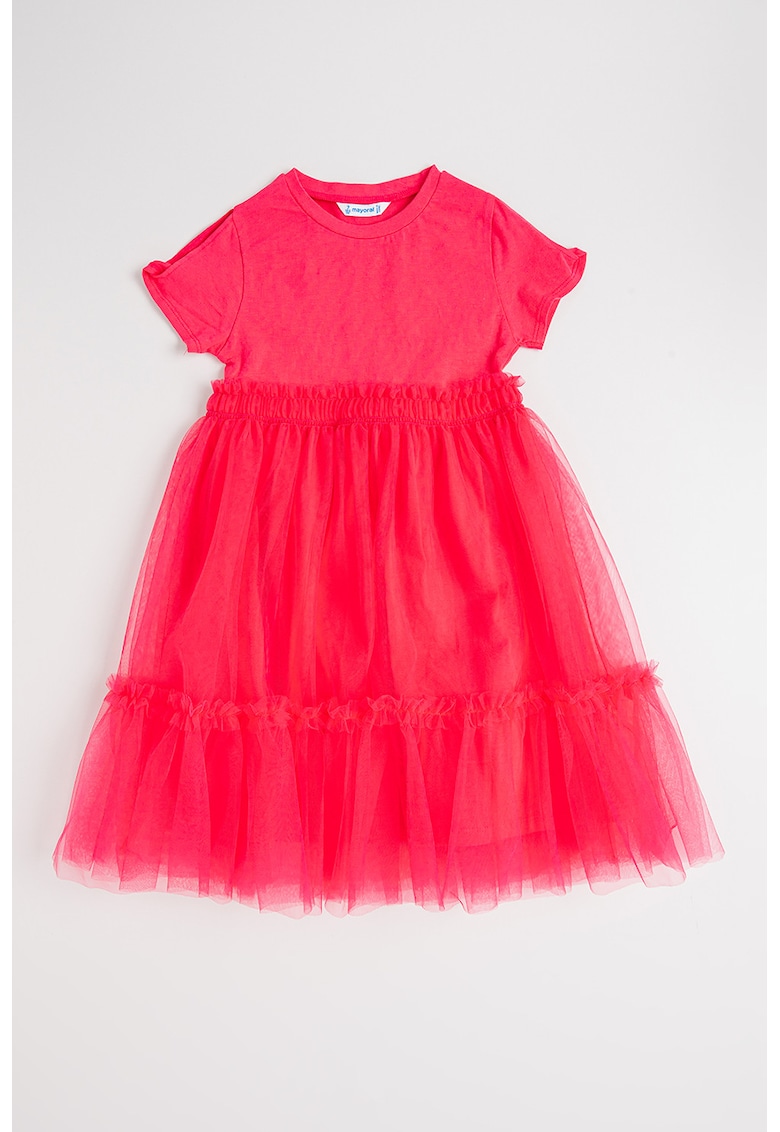 Rochie evazata cu terminatie din tul - Fucsia