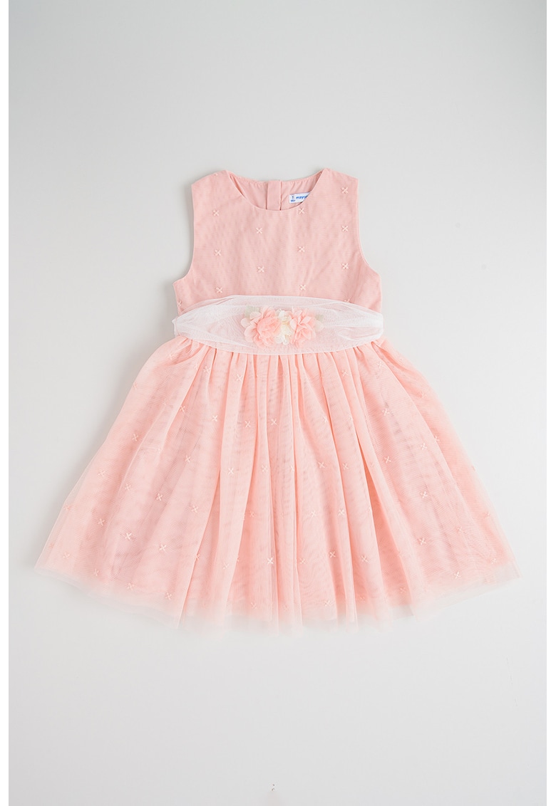 Rochie din tul cu croiala baby-doll - Roz deschis