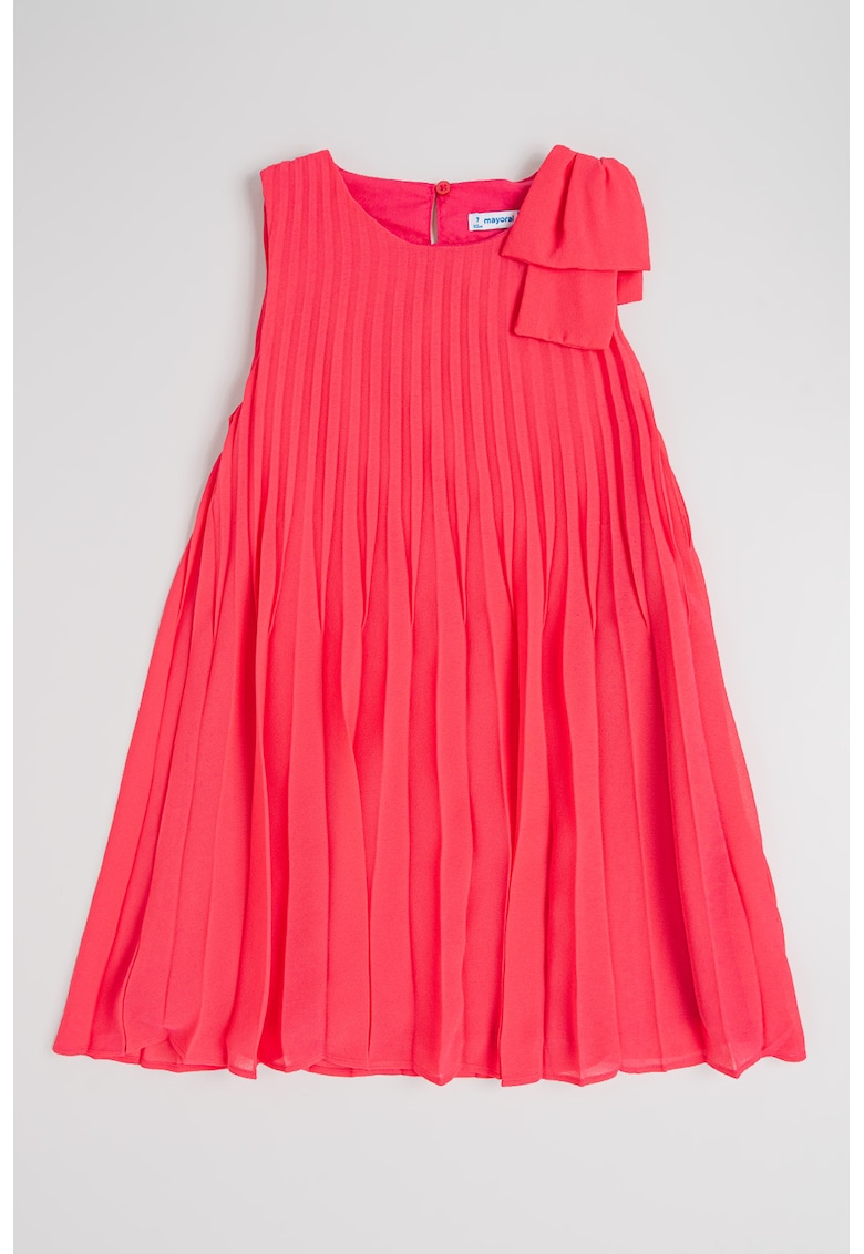 Rochie cu pliseu si funda - Fucsia