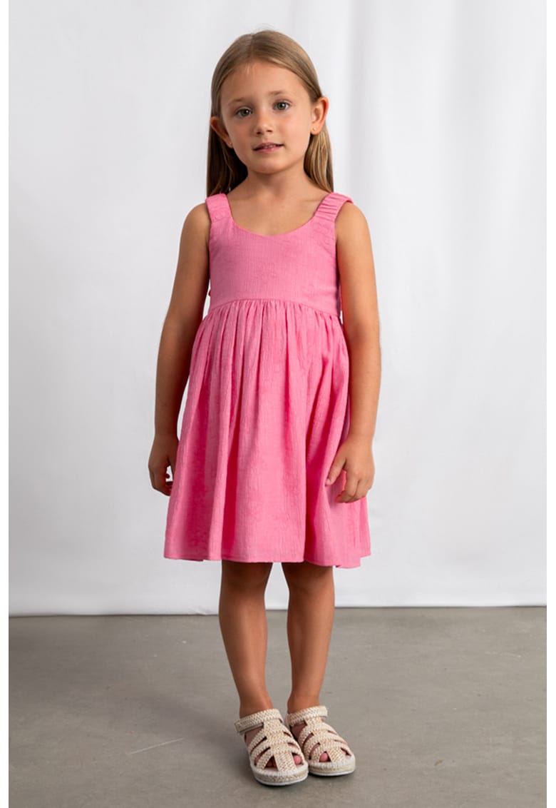 Rochie uni cu croiala in A si funda - Roz