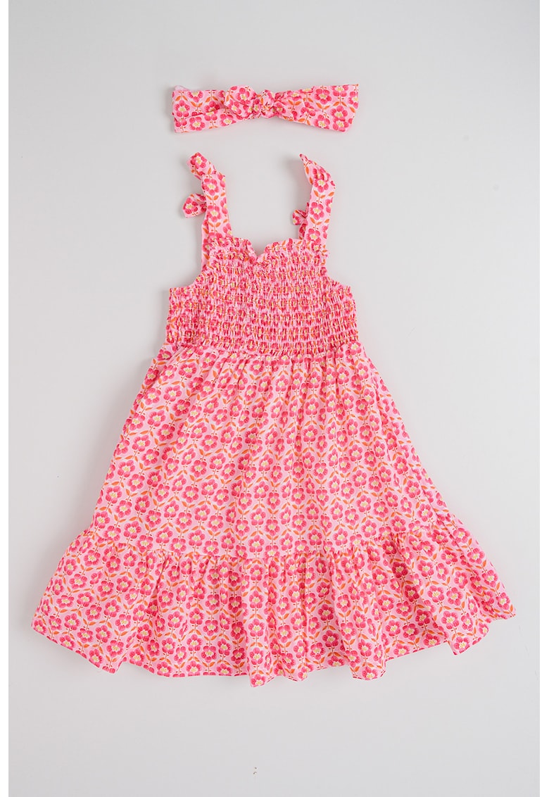 Set de rochie evazata si bentita - Roz deschis/Galben miere