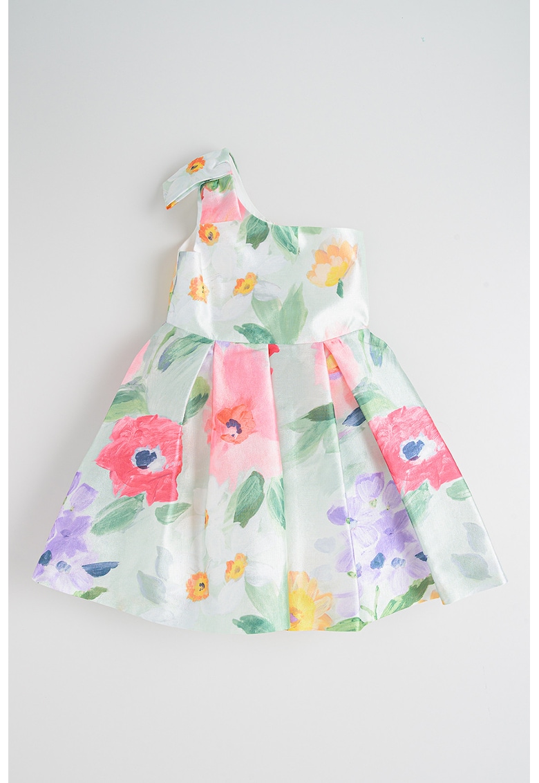 Rochie cu aspect 2in1 si decupaje - Fucsia/Verde menta