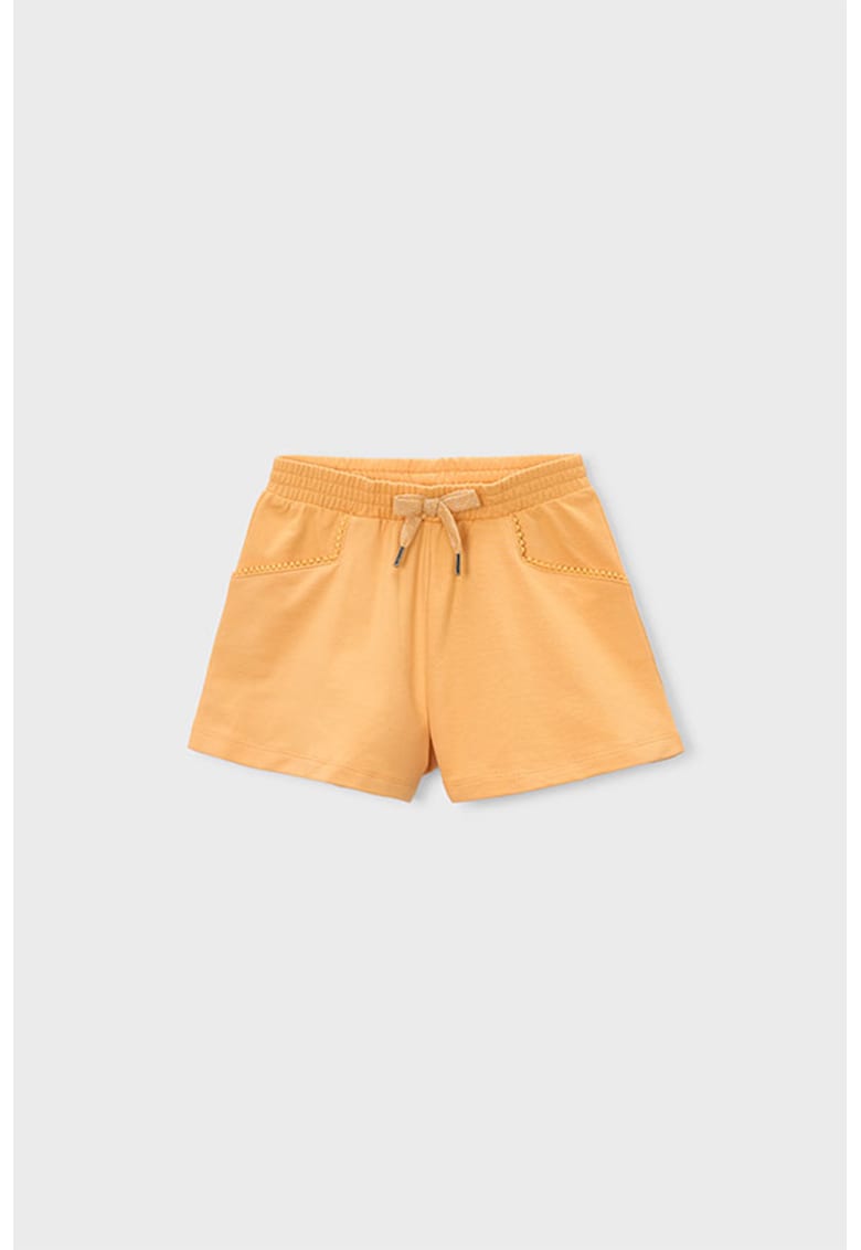 Pantaloni scurti din amestec de bumbac cu talie ajustabila - Portocaliu pal