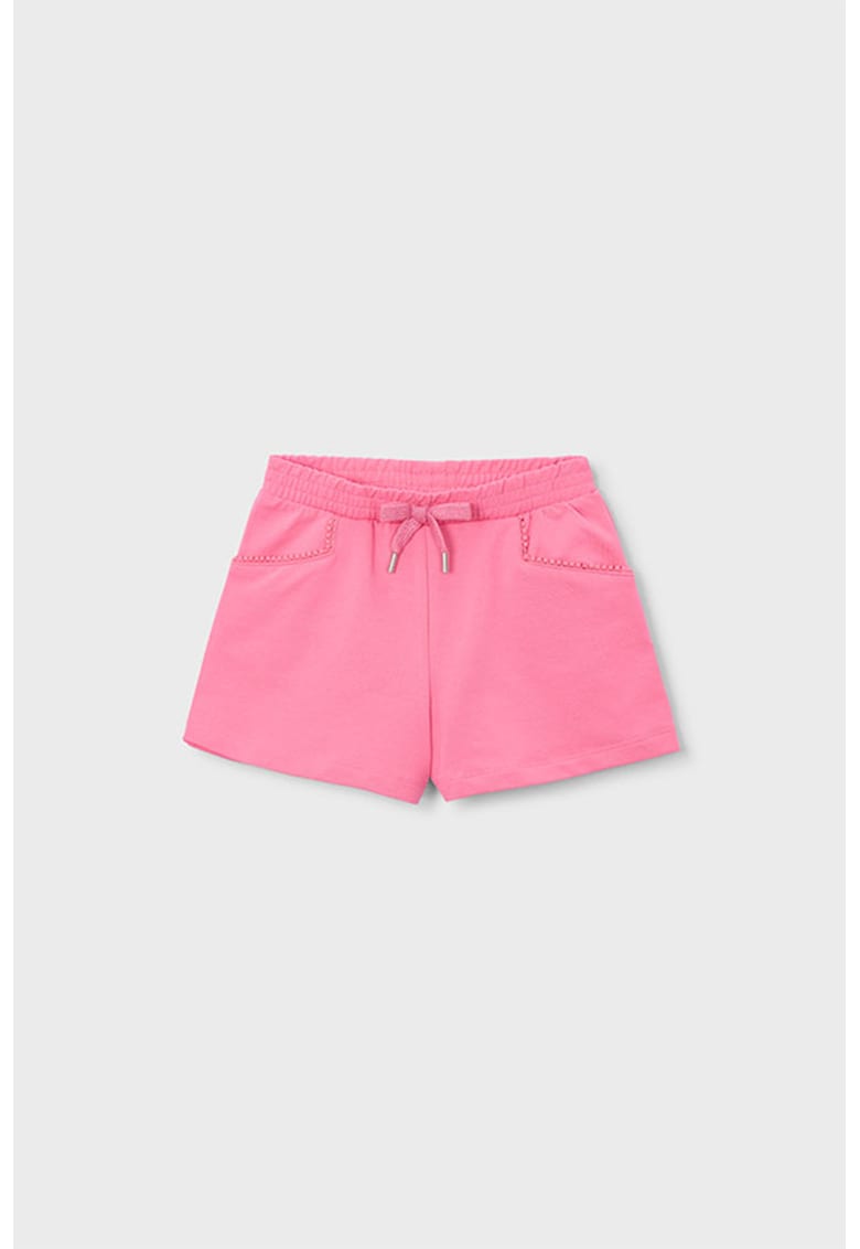 Pantaloni scurti din amestec de bumbac cu talie ajustabila - Roz