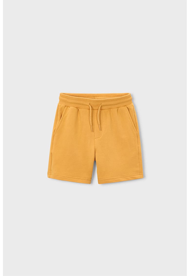 Pantaloni scurti din amestec de bumbac cu snururi - Portocaliu pal