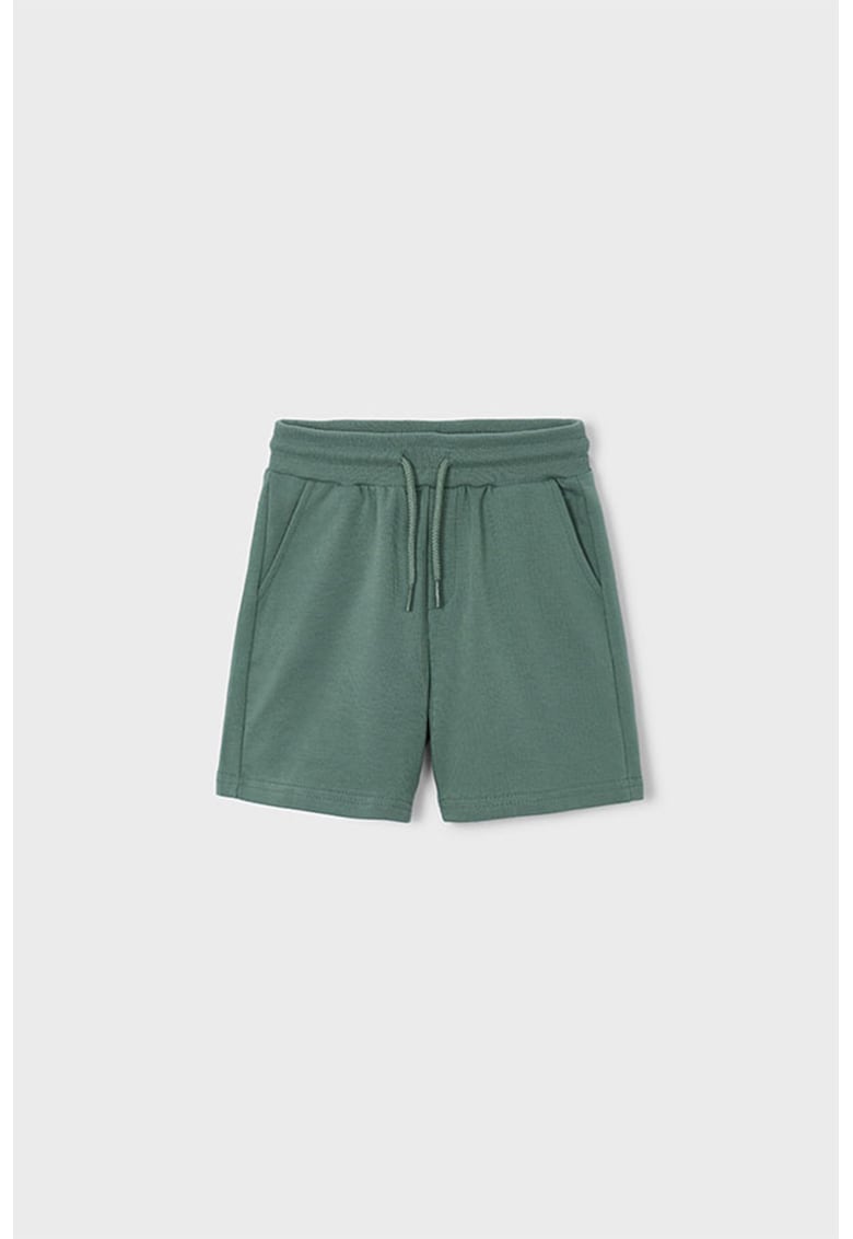 Pantaloni scurti din amestec de bumbac cu snururi - Verde englez/Verde persan