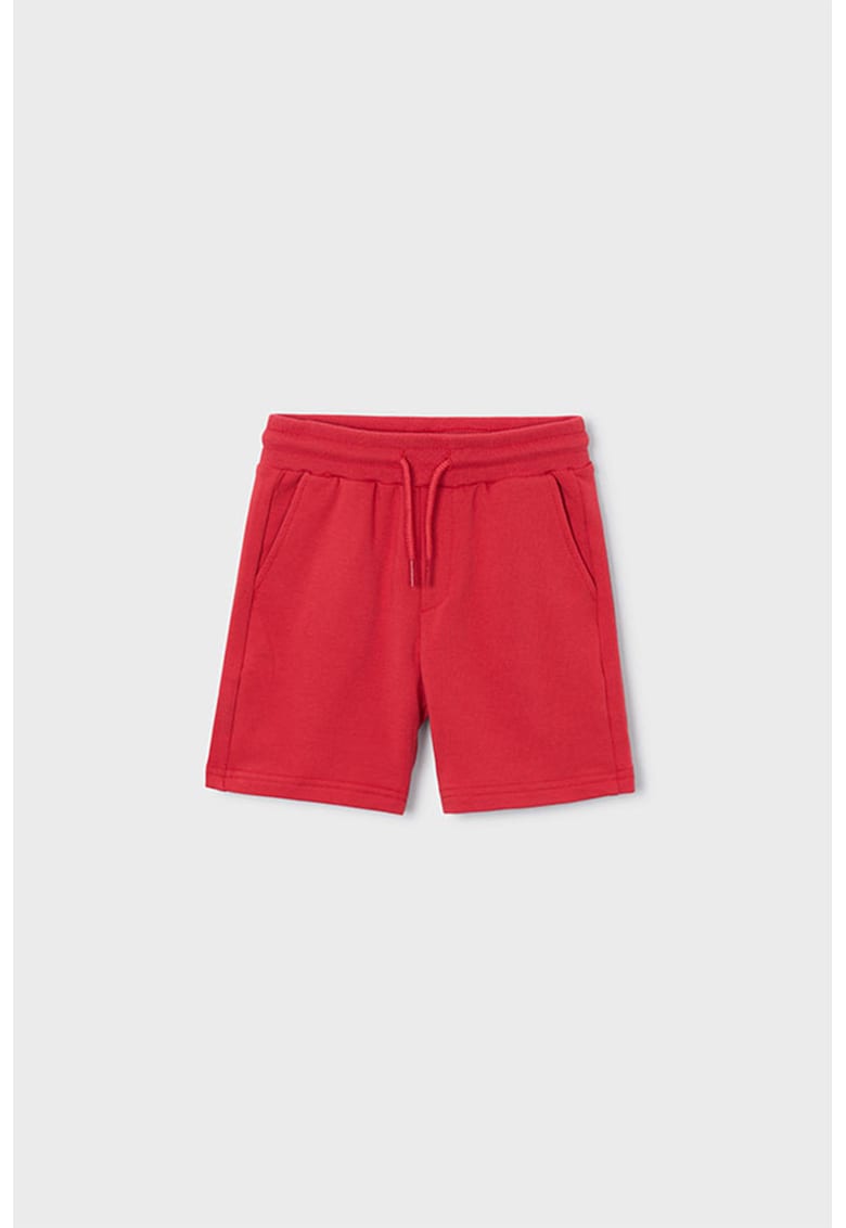 Pantaloni scurti din amestec de bumbac cu snururi - Rosu melage