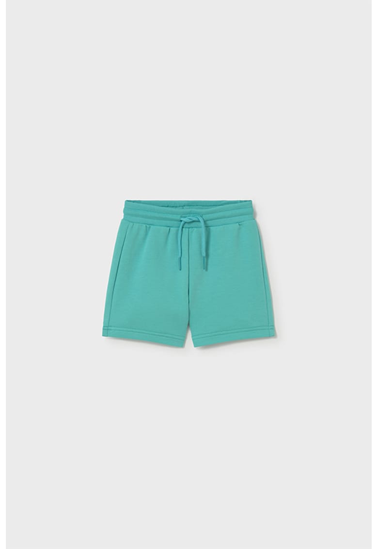 Pantaloni scurti din amestec de bumbac cu snur in talie - Verde feriga