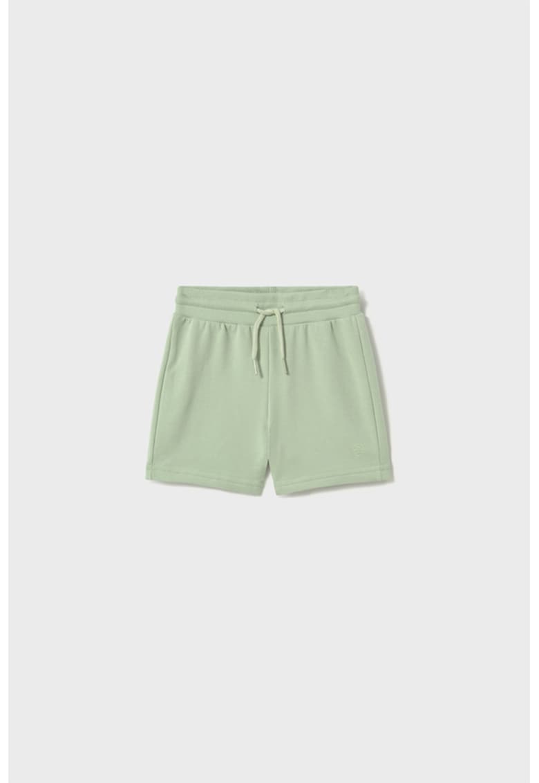 Pantaloni scurti din amestec de bumbac cu snur in talie - Verde fistic