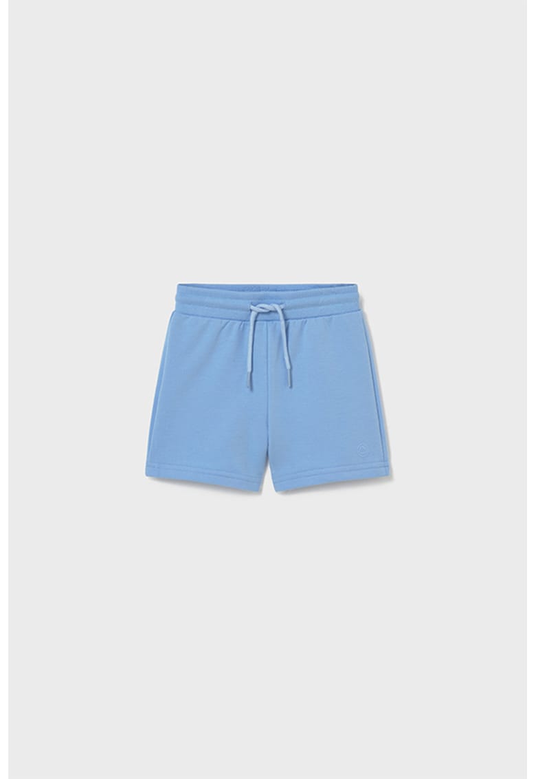 Pantaloni scurti din amestec de bumbac cu snur in talie - Albastru pastel