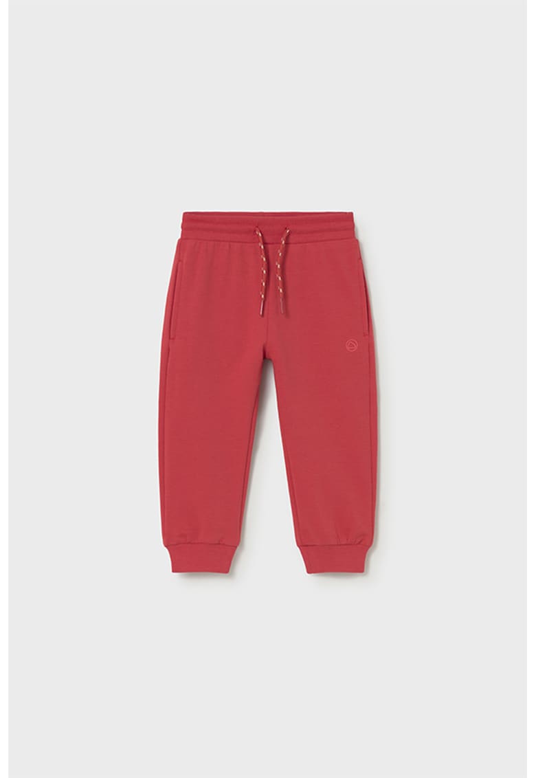 Pantaloni de trening din amestec de bumbac cu snur - Rosu inchis/Rosu prafuit