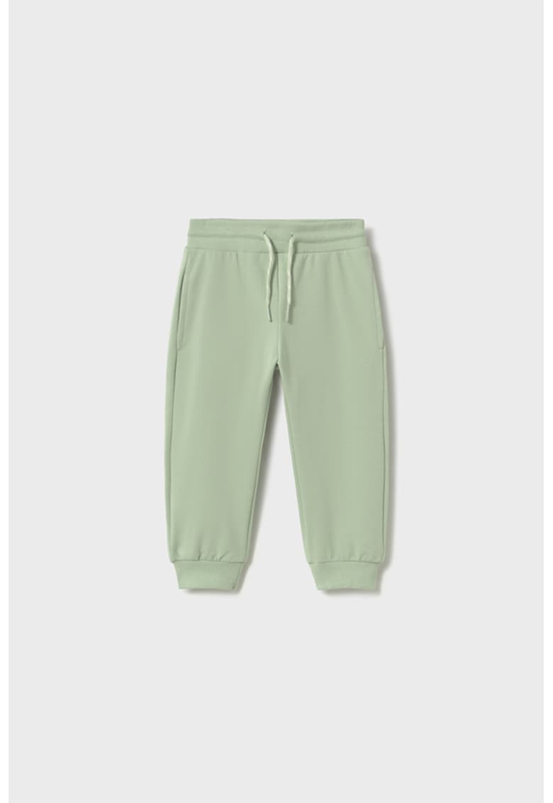 Pantaloni de trening din amestec de bumbac cu snur - Verde inchis/Verde feriga
