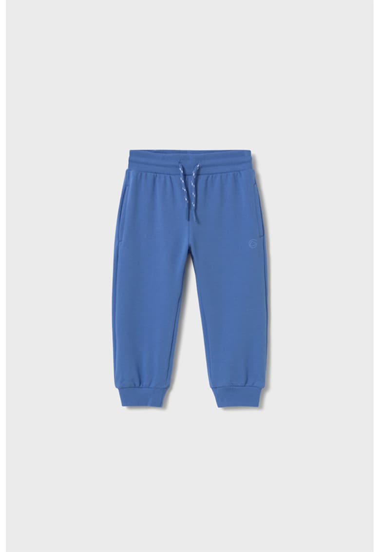 Pantaloni de trening din amestec de bumbac cu snur - Albastru inchis/Albastru melange