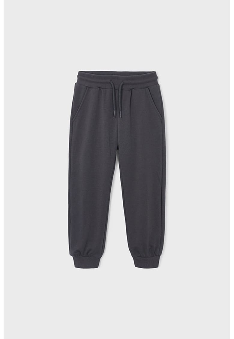 Pantaloni de trening cu model uni si snur de ajustare - Gri carbune