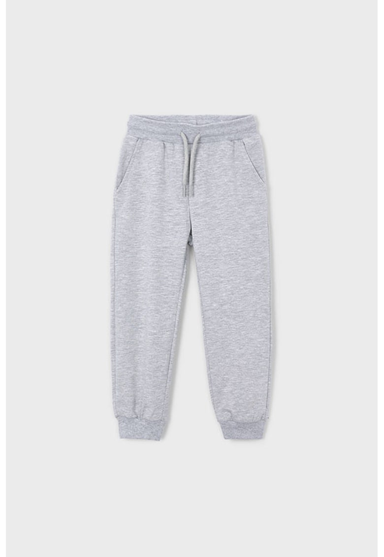 Pantaloni de trening cu model uni si snur de ajustare - Gri deschis melange