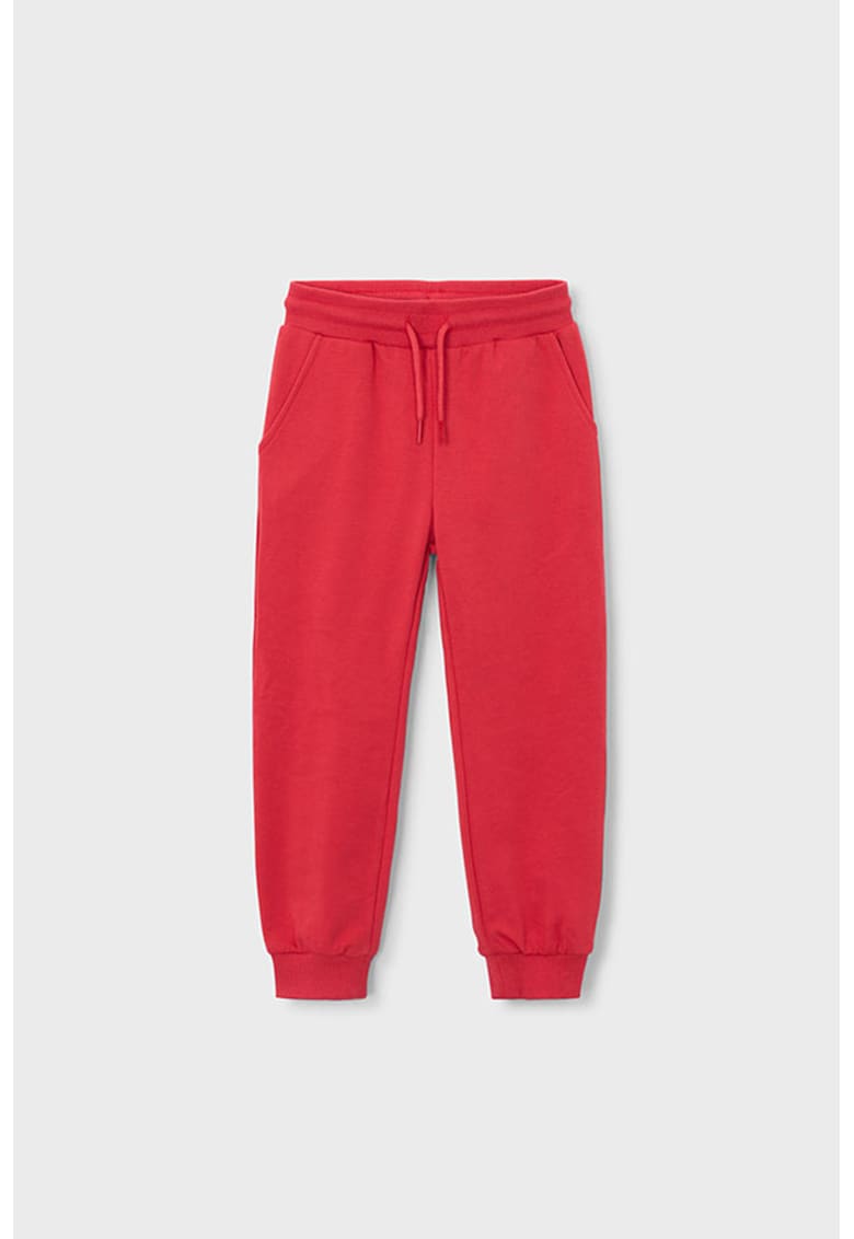 Pantaloni de trening cu model uni si snur de ajustare - Rosu