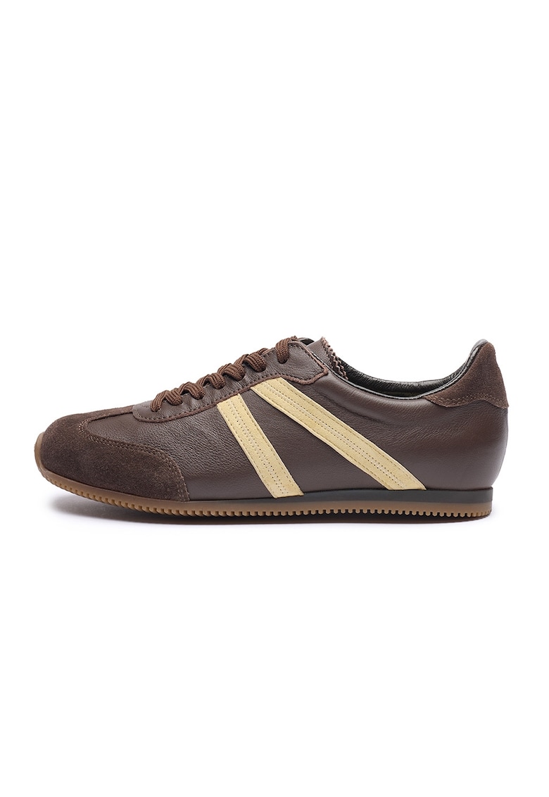 Pantofi sport low-cut din piele - Maro/Galben pai