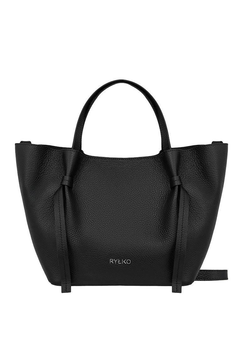 Geanta shopper din piele cu etui interior cu fermoar - Negru