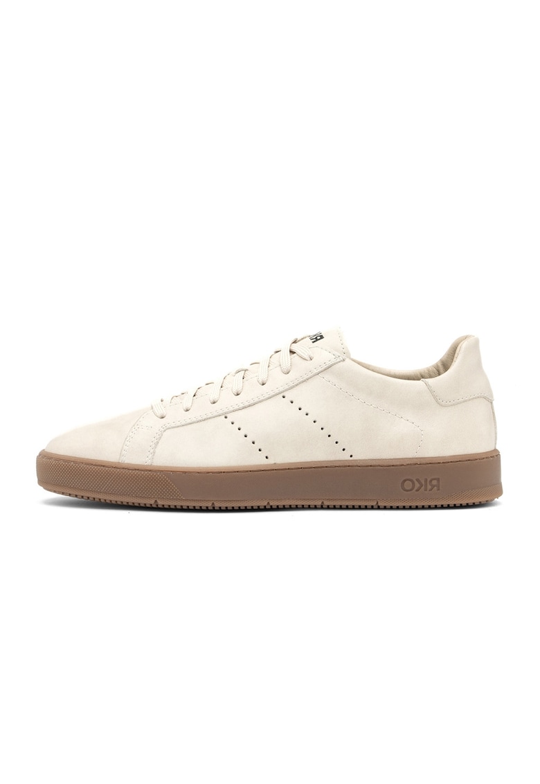 Pantofi sport din piele cu detalii perforate Clement - Alb fildes