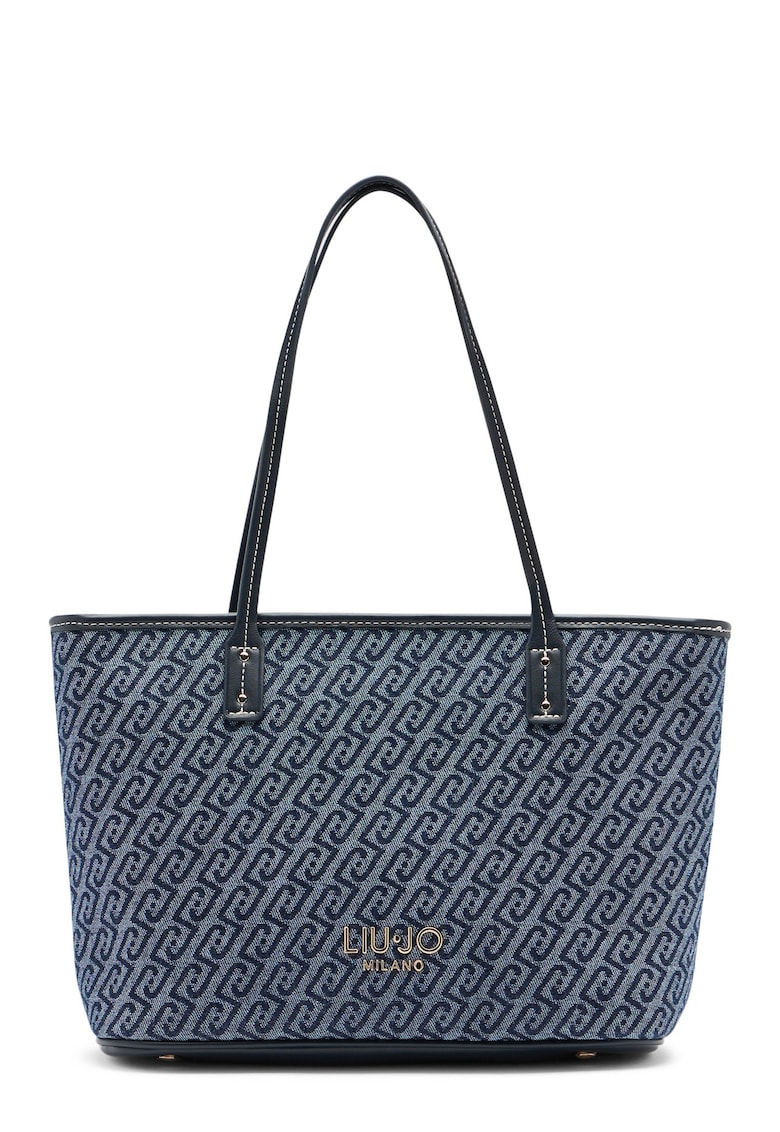 Geanta shopper cu model si logo - Bleumarin