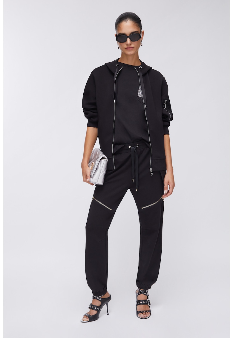 Pantaloni de trening cu fermoare decorative - Negru