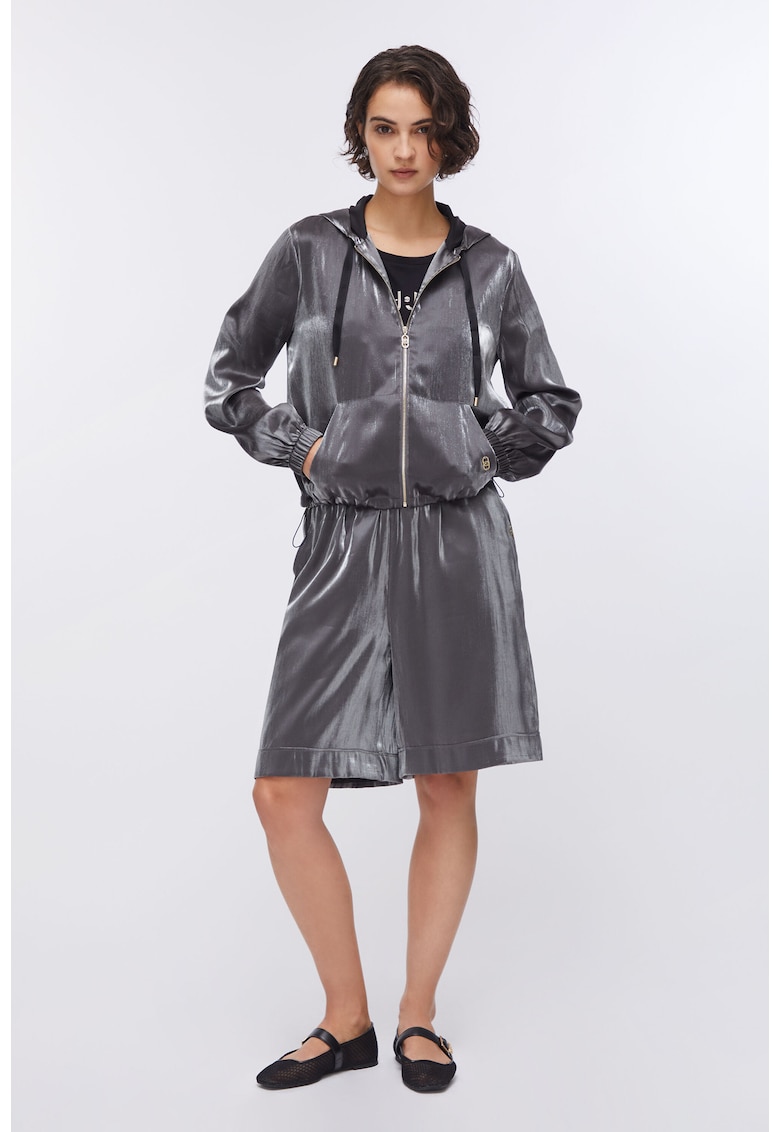 Jacheta bomber cu gluga - Argintiu