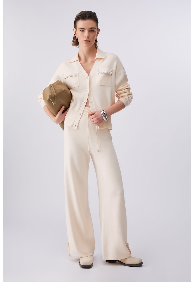 Cardigan cu buzunare cu clapa - Bej